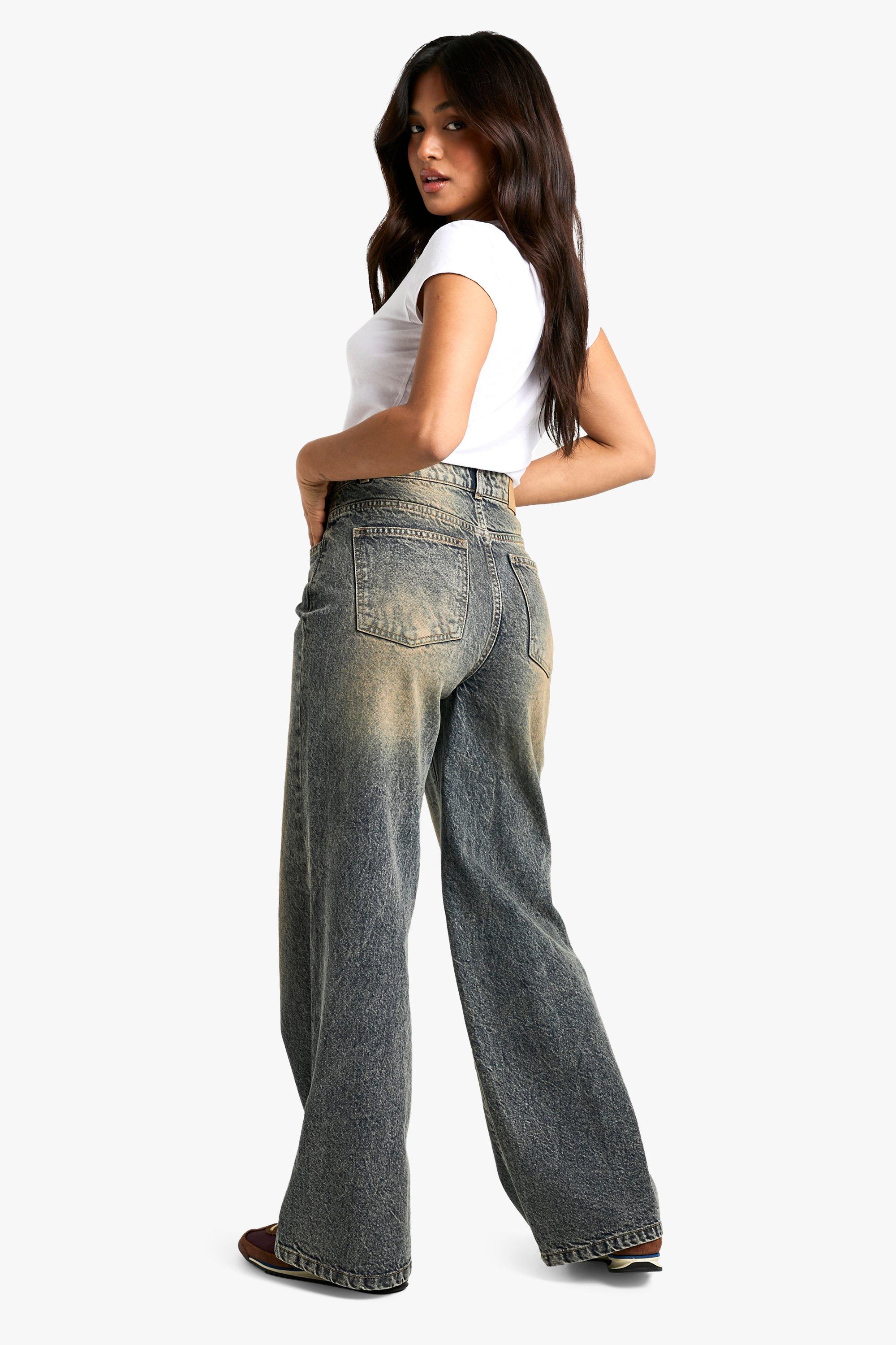 Boohoo Women s Petite Basics High Waisted Wide Leg Jeans